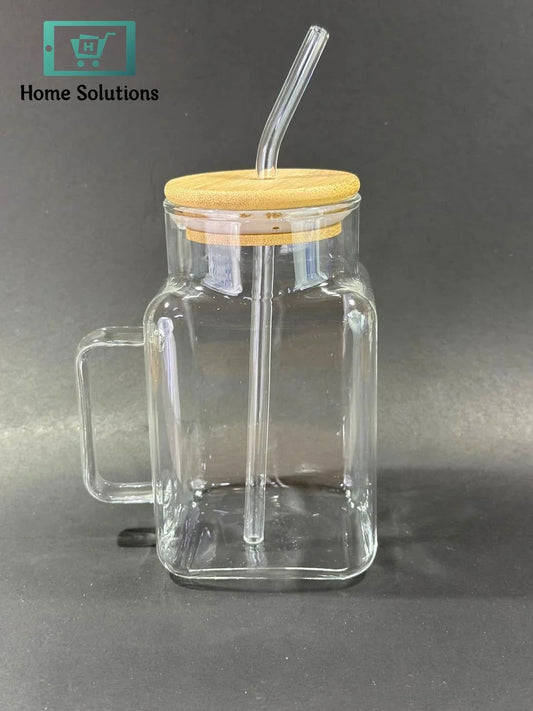 Clear Iced Tea Glass with Lid & Straw – Large Size