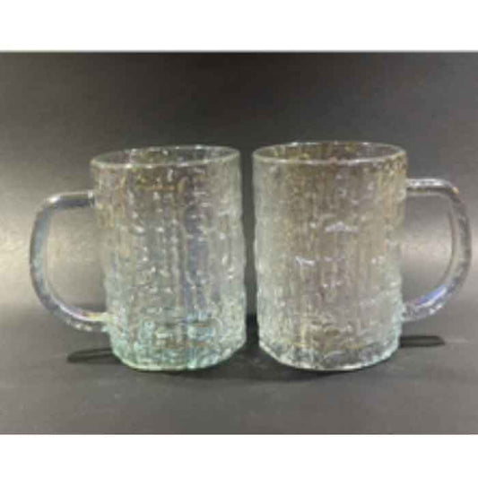 Textured Glass Beer Mug Set – 2 Pieces