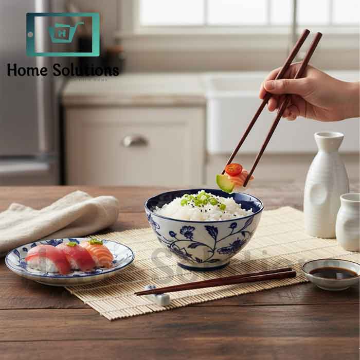 Fine Porcelain Round Bowl 4.5" - Blue Floral Design