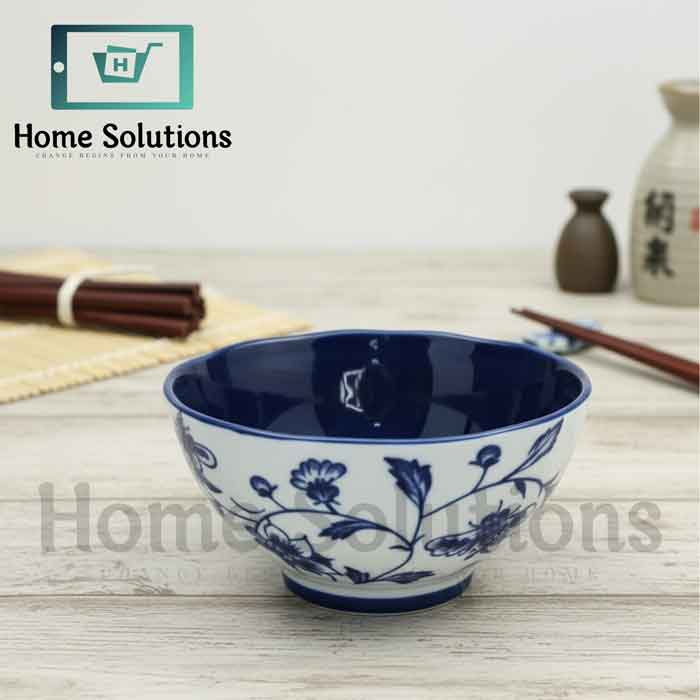 Fine Porcelain Round Bowl 4.5" - Blue Floral Design