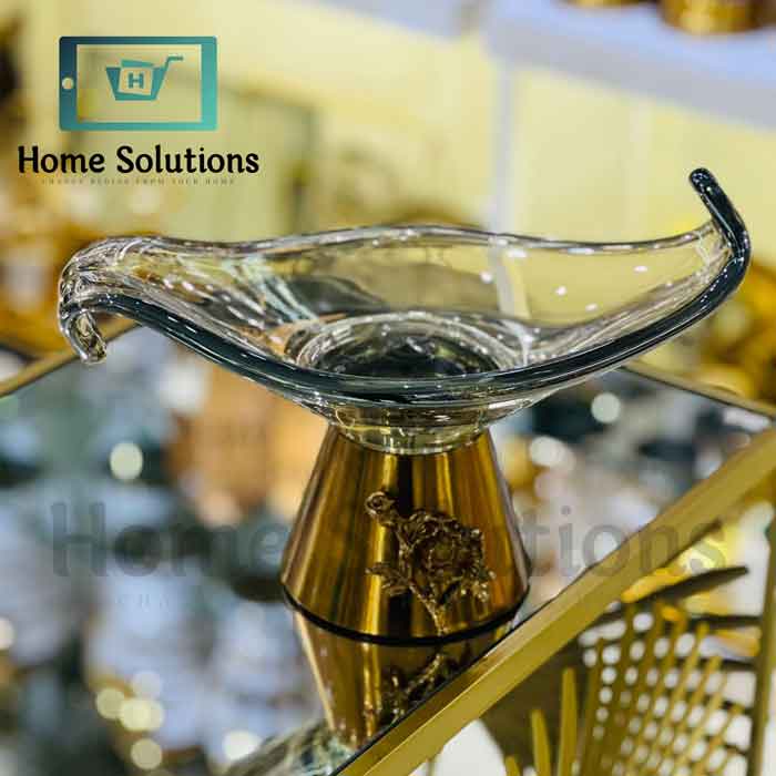 Egyptian Crystal Gold Base Serving Bowl - Elegant Dishware