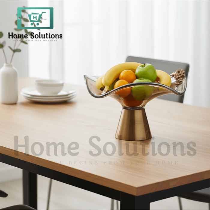 Elegant Turkish Glass Fruit Bowl with Brass Base - 2 Sizes