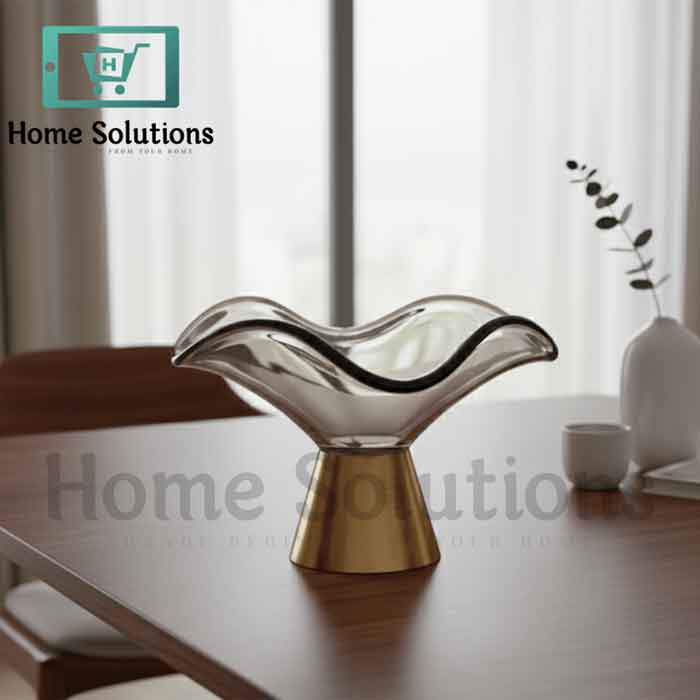 Elegant Turkish Glass Fruit Bowl with Brass Base - 2 Sizes