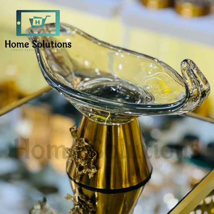 Egyptian Crystal Gold Base Serving Bowl - Elegant Dishware