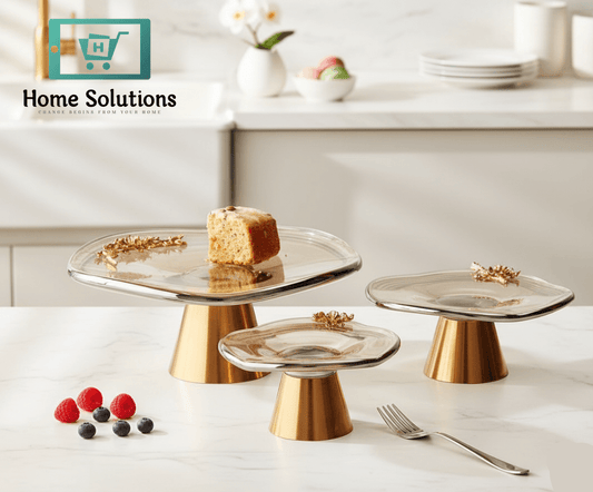 Elegant Glass & Gold Dessert Plate - 3 Sizes