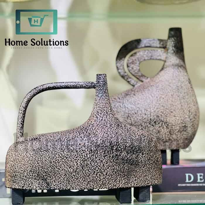 Pharaoh's Embrace Vases 2pcs - Artisanal Bronze Textured Decor