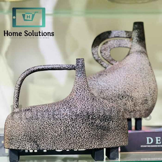 Pharaoh's Embrace Vases 2pcs - Artisanal Bronze Textured Decor