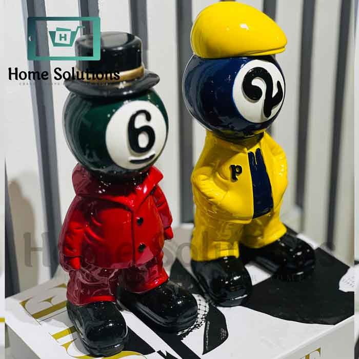 Disney Snooker Billiard Man Figurines- Balls 6 & 2 Unique - Home Decor Set of 1