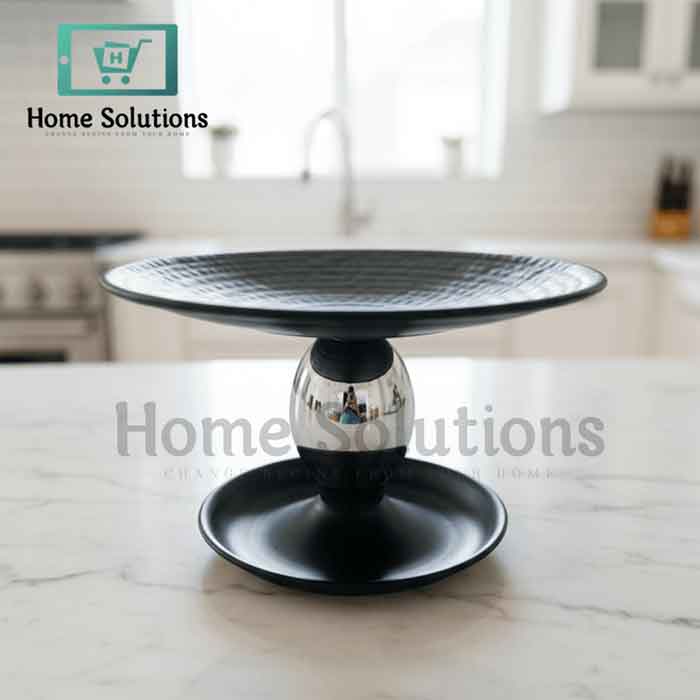 Iron Cake Pedestal Stand - Black Textured Finish