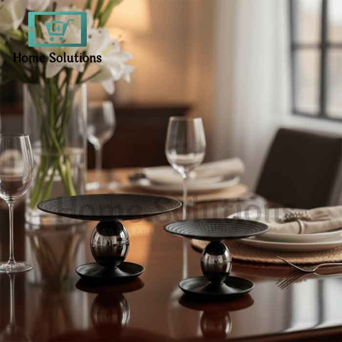 Iron Cake Pedestal Stand - Black Textured Finish