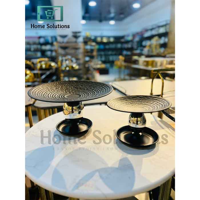 Iron Cake Pedestal Stand - Black Textured Finish