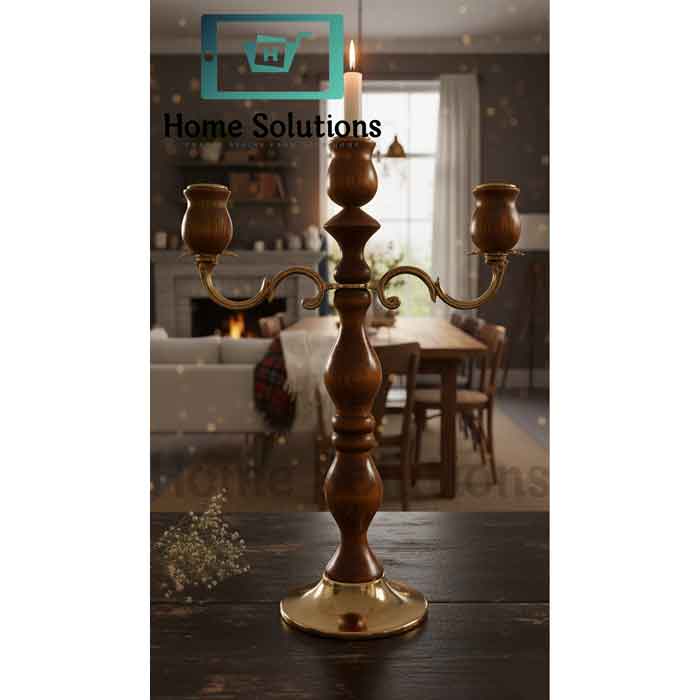 Elegant Wooden Candelabra - 3-Light Candle Holder