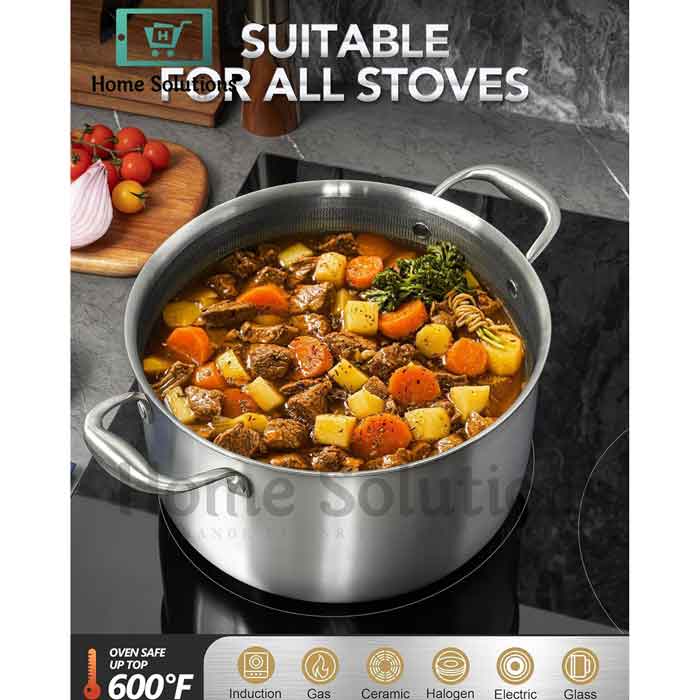 Honeycomb Tri-Ply Stainless Steel Casserole Pot Multiple-Sizes