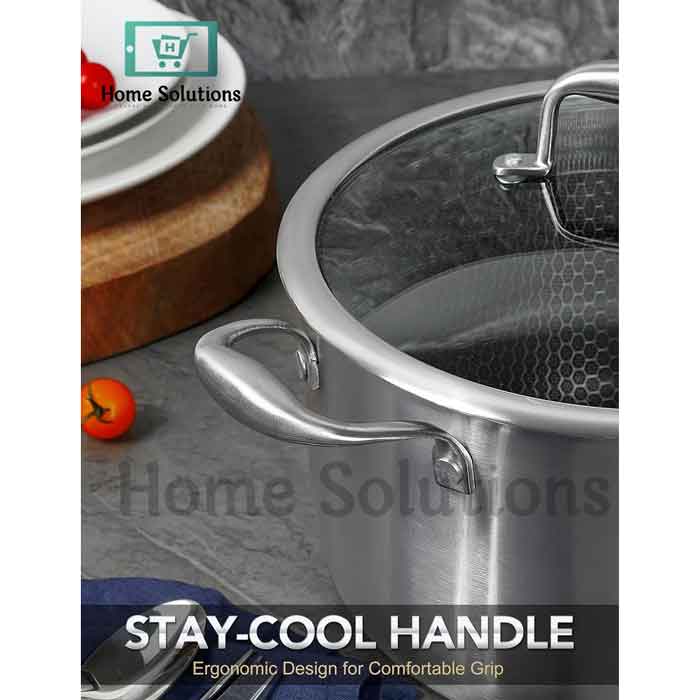 Honeycomb Tri-Ply Stainless Steel Casserole Pot Multiple-Sizes