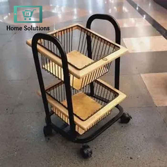 Heavy-Duty 2-Tier Onion Basket with Square Metal Base – Sturdy Vegetable Storage Rack for Kitchen