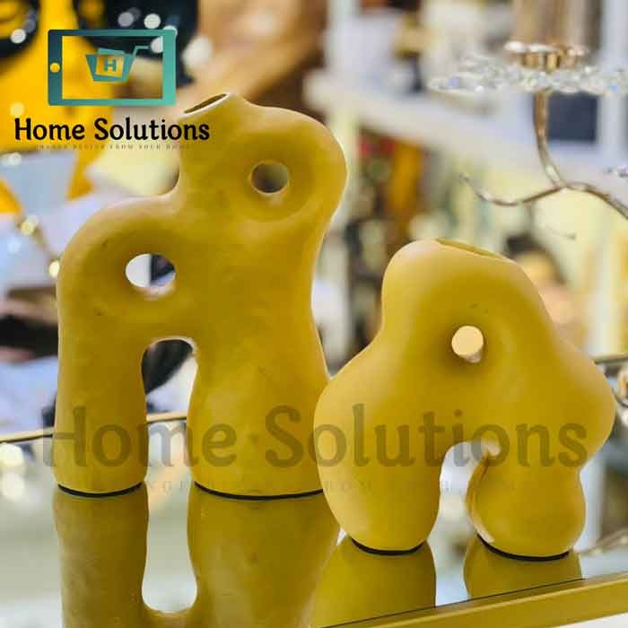 Yellow Ceramic Mountain Vases  | Modern Decor