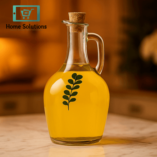 Danny Home 240ml Olive Oil Glass Bottle – Clear Decanter with Cork Lid & Handle for Easy Pouring