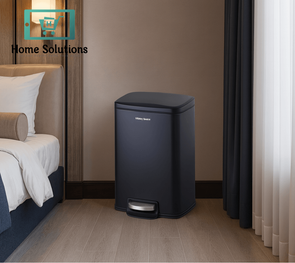 Danny Home 5L Pedal Trash Can – Slim Rectangular Stainless Steel Bin with Soft-Close Lid (Black)