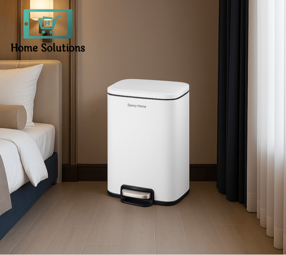 Danny Home 5L Pedal Trash Can – Slim Rectangular Stainless Steel Bin with Soft-Close Lid (White)