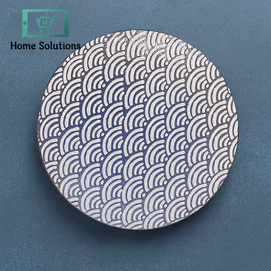 Danny Home Ceramic Dinner Plate – Blue Wave Pattern for Contemporary Table Decor