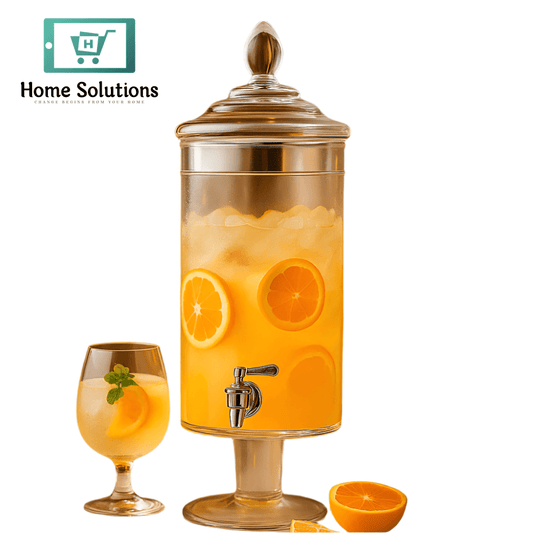 Danny Home Tall Glass Beverage Dispenser with Tap & Lid – Elegant Server for Juice, Water & Party Drinks