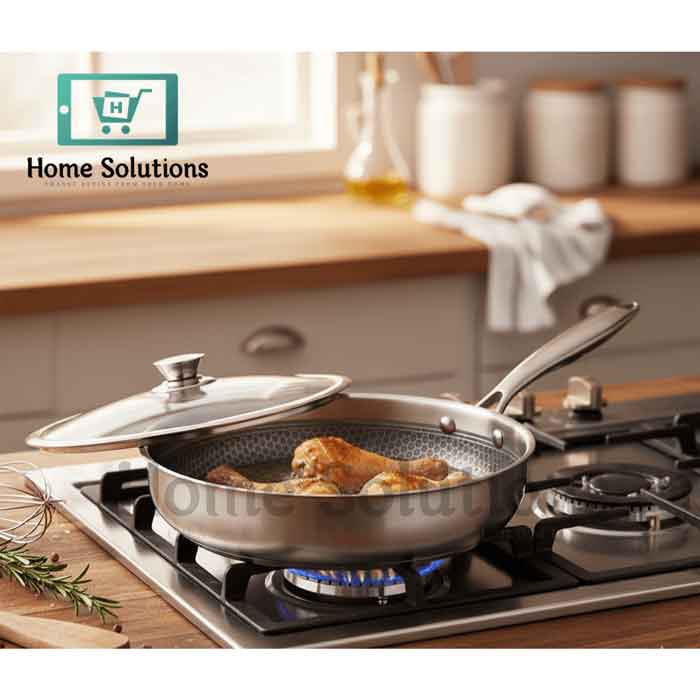 Honeycomb Deep Fry Pan 28cm with Lid - Non-Stick & Durable