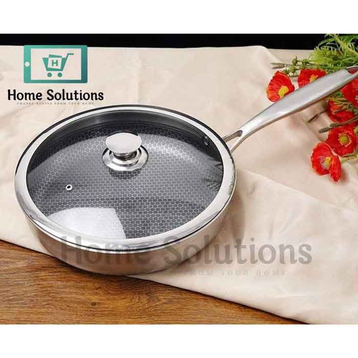 Honeycomb Deep Fry Pan 28cm with Lid - Non-Stick & Durable