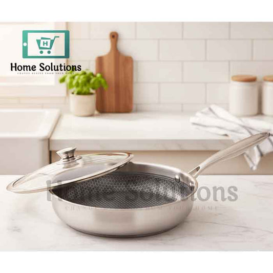 Honeycomb Deep Fry Pan 28cm with Lid - Non-Stick & Durable