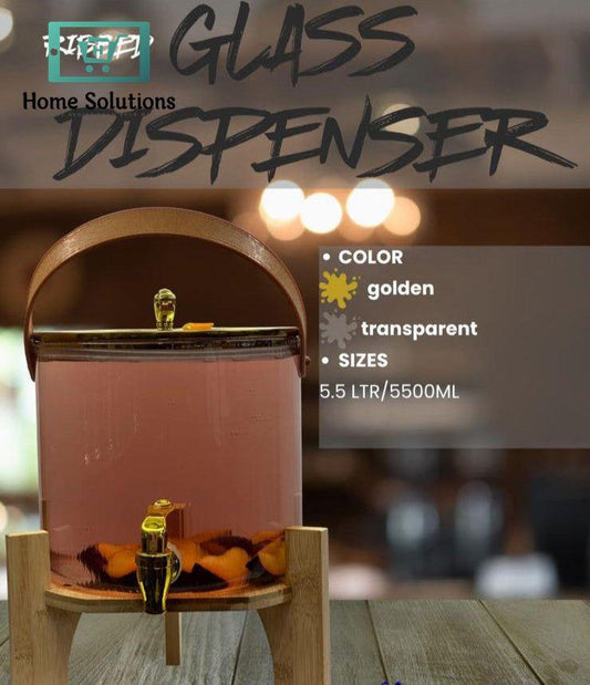 Glass Dispenser with Faucet & Bamboo Stand – 5.5 L Drink Server
