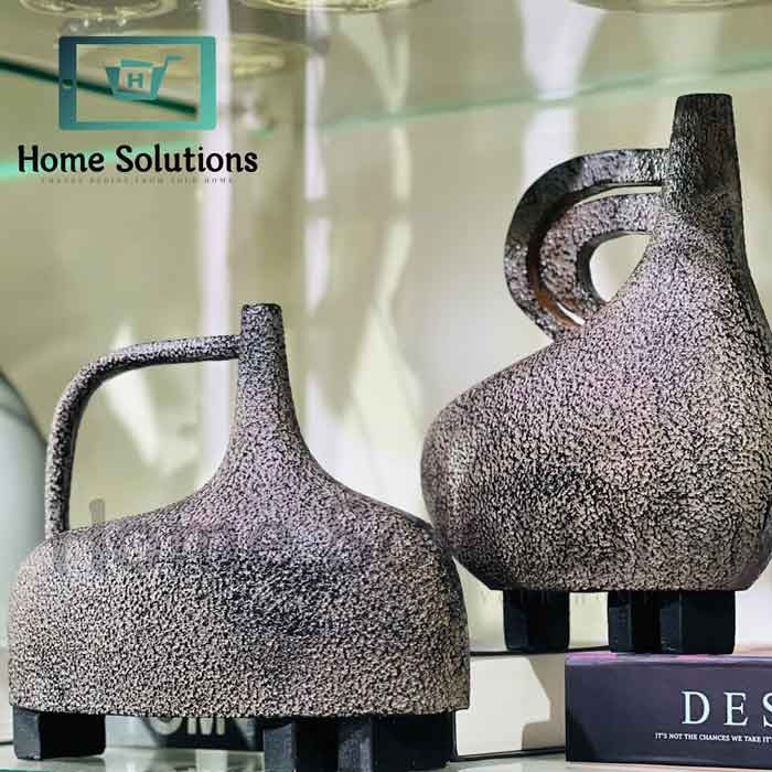 Pharaoh's Embrace Vases 2pcs - Artisanal Bronze Textured Decor