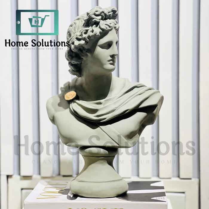 Classical David Bust Statue  Matte Grey – Elegant Table Decor
