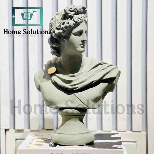 Classical David Bust Statue  Matte Grey – Elegant Table Decor