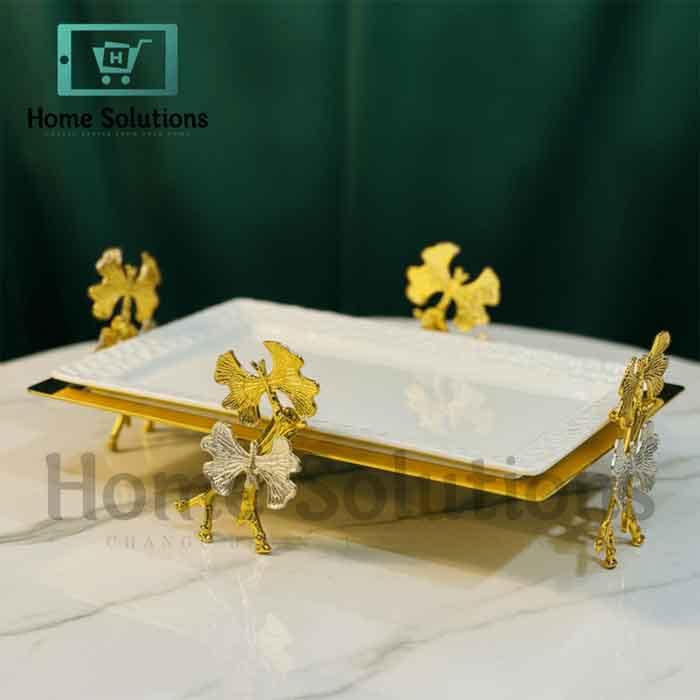 Gold Butterfly Fruit Plate | Elegant Serving Tray
