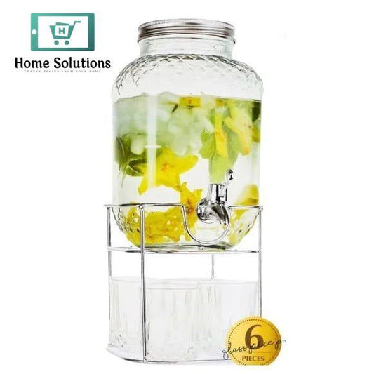 Luxury  Glass Beverage Dispenser Set with Elegant Stand – Exclusive Drinkware for Juice & Water