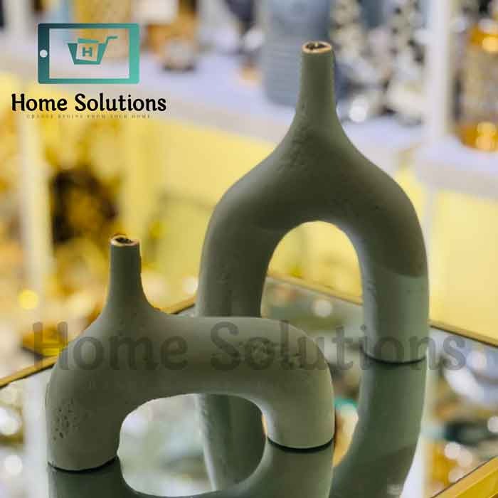 Modern Pipe Vases - Matt Grey Ceramic Decor