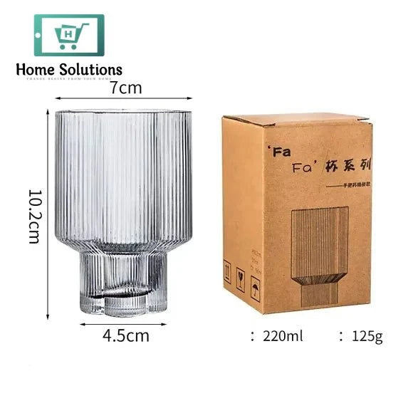 Flower-Inspired Ribbed Stemless Glass Set – 220ml (125g) | Pack of 6