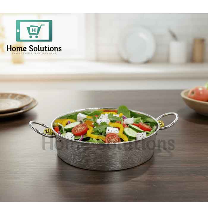 Round Hammered Aluminum High Tray - Handcrafted