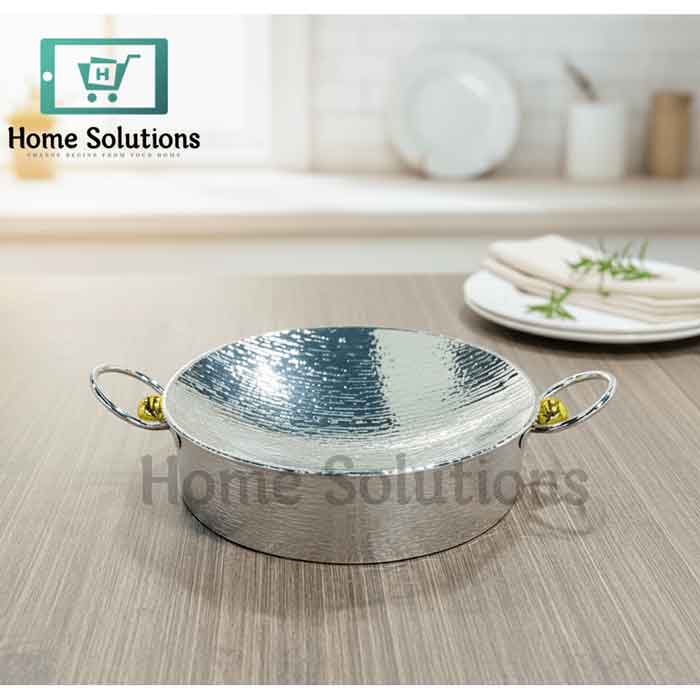 Round Hammered Aluminum High Tray - Handcrafted