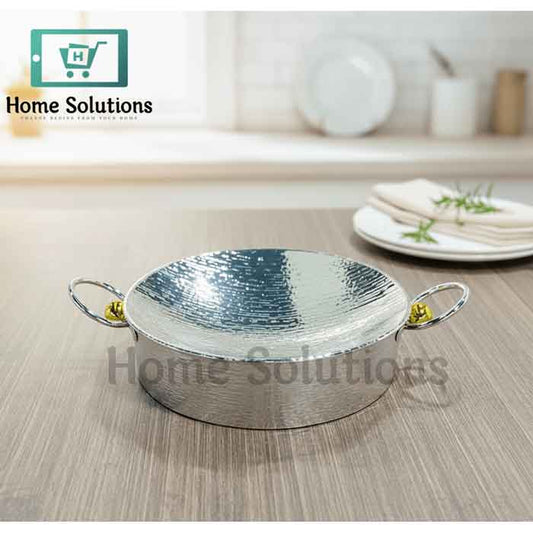 Round Hammered Aluminum High Tray - Handcrafted