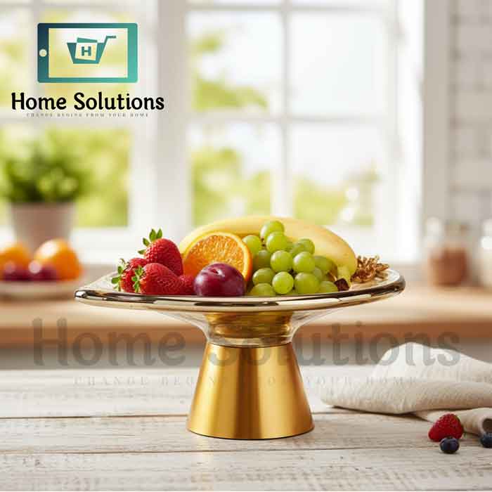 Artisan Turkish Pedestal Fruit Bowl - Brass Base | 16x30cm