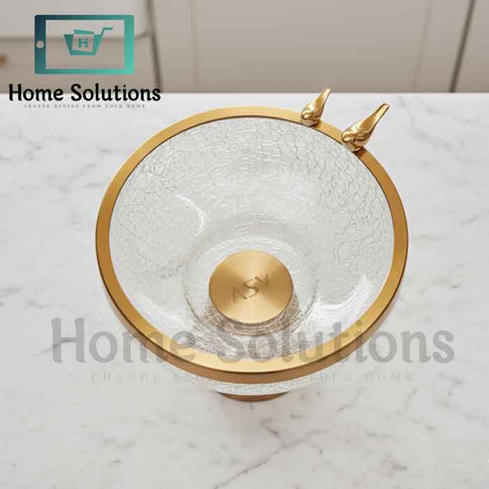 Elegant Turkish Fruit Bowl | Brass & Glass Decor