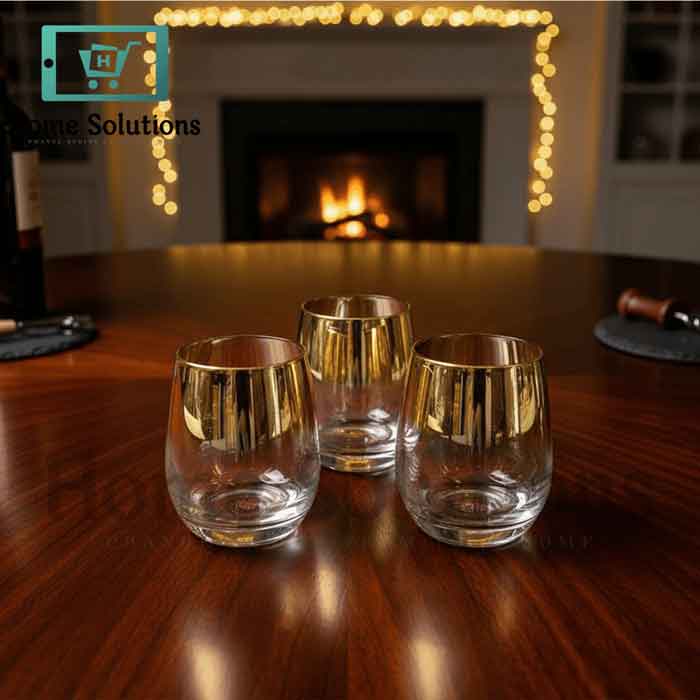 Danny Home 6-Pc Gold Rim Glass Set 345ml - Elegant Drinkware