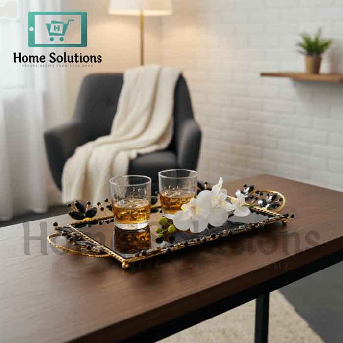 Elegant Gold & Black Tray for Chic Home Decor
