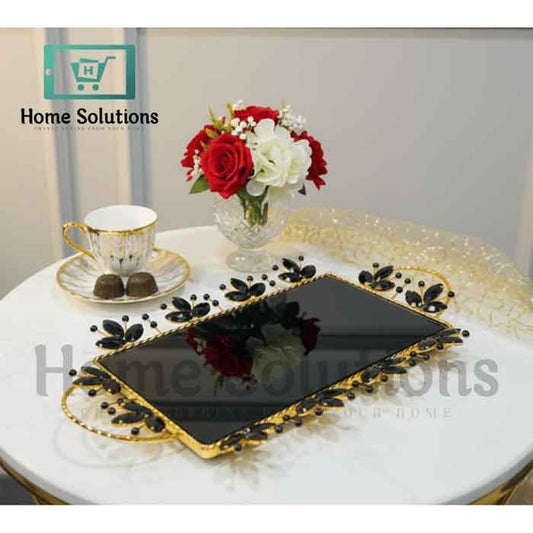 Elegant Gold & Black Tray for Chic Home Decor