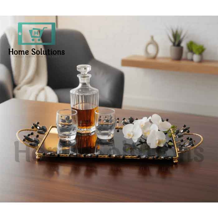 Elegant Gold & Black Tray for Chic Home Decor