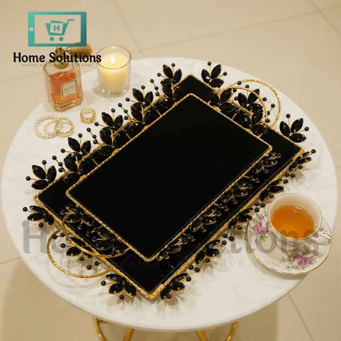 Elegant Gold & Black Tray for Chic Home Decor