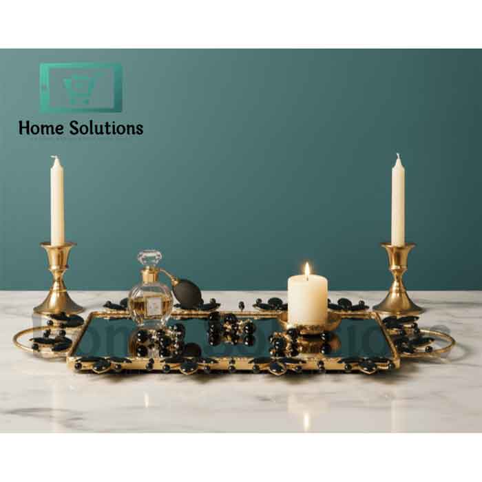Elegant Gold & Black Tray for Chic Home Decor