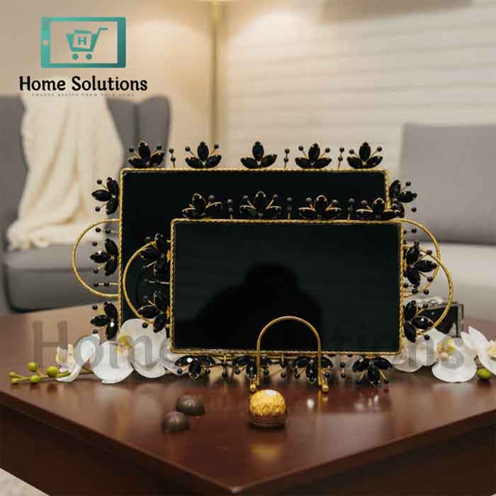 Elegant Gold & Black Tray for Chic Home Decor