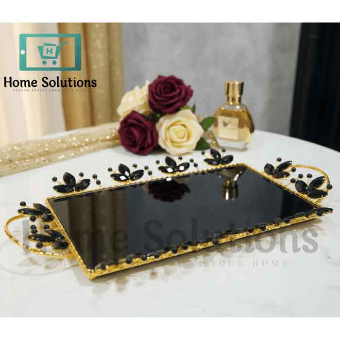 Elegant Gold & Black Tray for Chic Home Decor