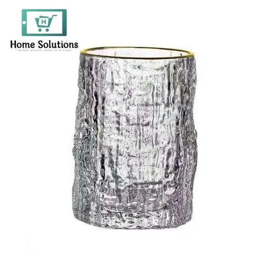 6-Piece Crystal Clear Drink Glass Set | Ice Texture Design - 300ml